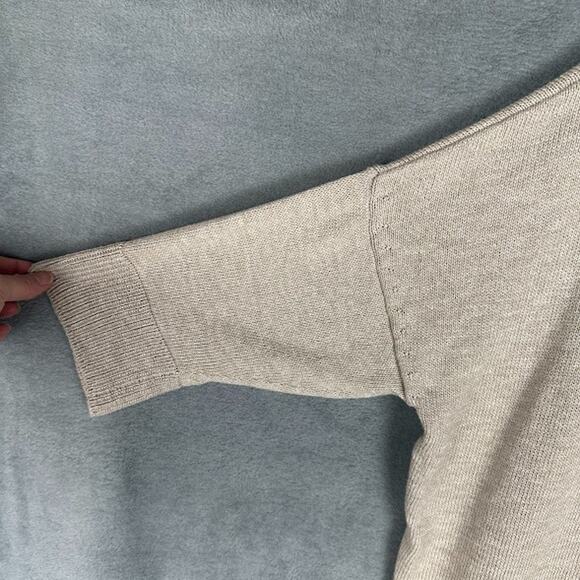 J Jill Purejill Sweater Womens Extra Large Tan Cardigan 3/4 Length Sleeve Preppy - Picture 4 of 13